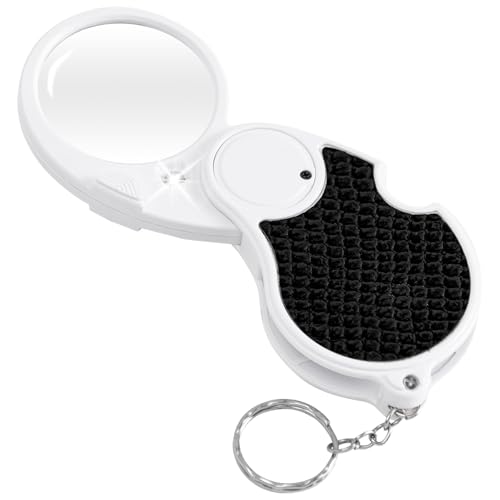 Magnifying Glass with Light, 5X Pocket Magnifier, Lightweight LED Illuminated Magnifying Glass for Reading, Macular Degeneration, Inspection, Jewellery, Coins, Hobbies & Crafts