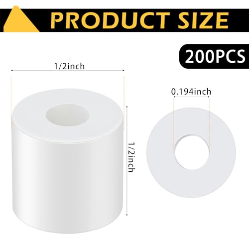 Pasimy 200 Pcs White Nylon Spacers 1/2 '' Thick, 1/2 '' Od 0.194 '' ID Round Rubber Plastic Washers Electrical Outlet Screw Spacers for Robotics Electrical Screws, Switch and Receptacle - color: White, size: 1/2'' Thick, 1/2'' Od 0.194'' Id