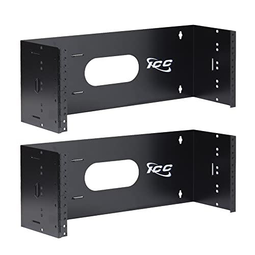 ICC 4U Hinged Wall Mount Rack Bracket, 6" Deep, 40 lb, Black, 2-Pack - size: 2 Pack, style: 4 RMS