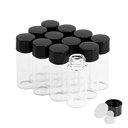12PCS 4ml Clear Glass Small Vials with Screw Caps & Plastic Stoppers - size: 4ml