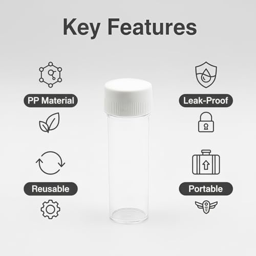 12PCS 25ml Plastic Sample Bottles Tubes Vials Mini Clear Storage Container Case with Screw Cap Small Test Tubes