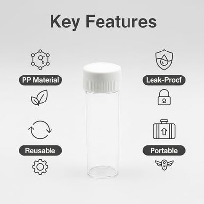 12PCS 25ml Plastic Sample Bottles Tubes Vials Mini Clear Storage Container Case with Screw Cap Small Test Tubes