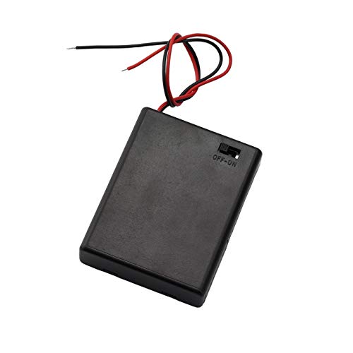 6 Pieces 4 Slots x 1.5V AAA Battery Case Holder Battery Spring Clip Storage Box Wire Leads with On/Off Switch - size: 6 x 4 Slots AAA with Switch