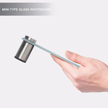 Silver Mini Desktop Pure Glass Whiteboard, Small Glass Dry-Erase Whiteboard - color: Silver