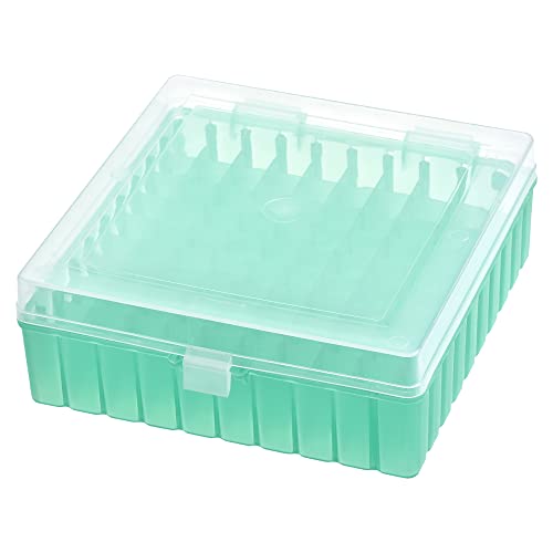 uxcell Centrifuge Tube Freezer Storage Box 100 Places Waterproof Polypropylene Lockable Cryogenic Holder Rack for 1.5/1.8/2ml Microcentrifuge Tubes Vials Samples, Green - color: Green