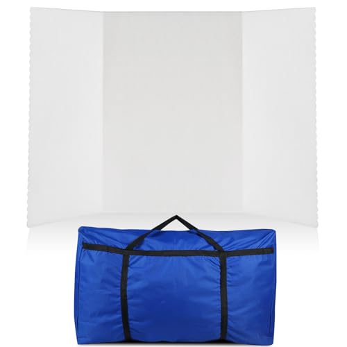 Paterr Trifold Display Board, Hook and Loop Fabric, White, 72 x 36 Inch - color: White