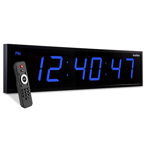 Ivation Oversized Digital Wall Clock with Large LED Display & Timer, 36" - color: Blue, size: 36" Inch