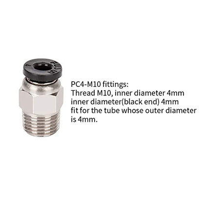 Aokin 10 Pcs PC4-M10 Pneumatic Fitting for Creality Ender 3/3 Pro/3 V2, Ender 5/5 Pro/5 Plus, CR-10/10S, etc - color: 10Pcs PC4-M10