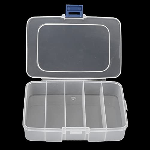 Yosoo Organizer Box, 5 Grids Clear Visible Plastic Accessories Compartment Transparent Container Dividers Craft Case with Adjustable for Beads Art DIY Crafts Jewelry Fishing Tackles Bead Storage