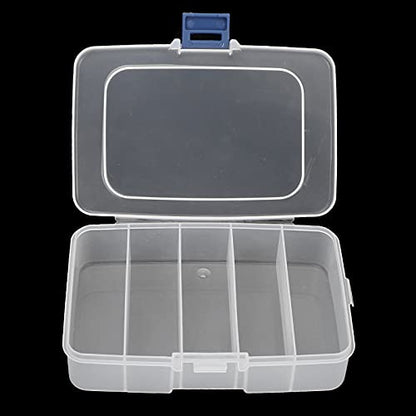 Yosoo Organizer Box, 5 Grids Clear Visible Plastic Accessories Compartment Transparent Container Dividers Craft Case with Adjustable for Beads Art DIY Crafts Jewelry Fishing Tackles Bead Storage