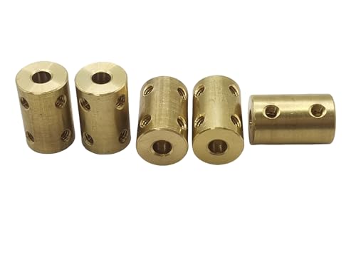 5Pcs 5mm to 5mm Brass Shaft Couplers,Bore Rigid Coupling Set with Screws and Wrench for 3D Printer DIY Encoder Car Model Shaft RC Robot - size: 5mm to 5mm