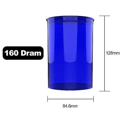 Dragon Chewer 160 Dram CR Plastic Packaging Pop Top Containers - Child Resistant Travel Holder Vial Bottles - 33 qty (Translucent Blue) - color: Translucent Blue