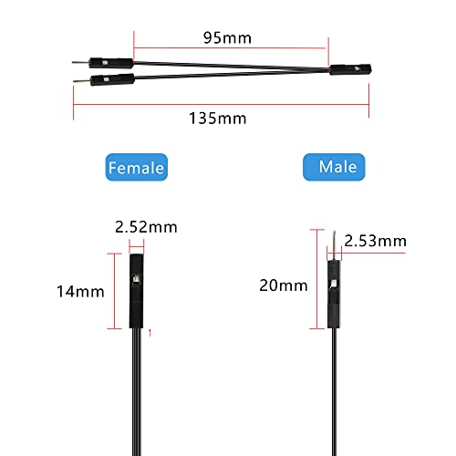 GELRHONR 10Pcs Wire 2 Pins Single Female to Dual Male Jumper for PC Motherboard Power Light-Emitting Diode Computer Case Switch Power Reset Buttons(Female to Dual Male Black) - color: Female to Dual Male Black