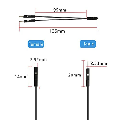 GELRHONR 10Pcs Wire 2 Pins Single Female to Dual Male Jumper for PC Motherboard Power Light-Emitting Diode Computer Case Switch Power Reset Buttons(Female to Dual Male Black) - color: Female to Dual Male Black