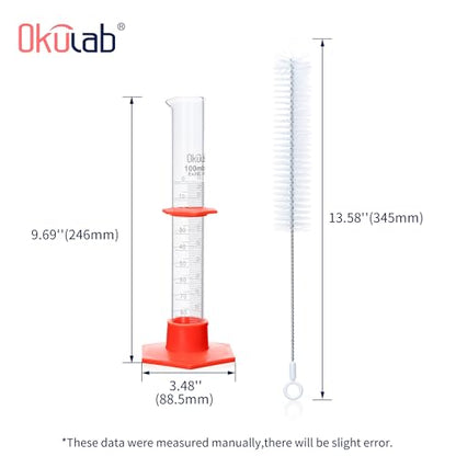 Graduated Cylinder, 4pcs of Vol.100ml, Borosilicate 3.3 Glass Cylinder, Lab Cylinders Glass Measuring Cylinder,MCGS3A1 - style: 4 Pcs of 100ml