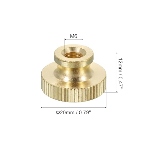 uxcell Knurled Thumb Nuts, 3Pcs M6 x D20mm x H12mm Brass High Head Through Hole with Collar High Head Through Hole Round Knobs Fasteners for 3D Printer Parts, Machine Tools - size: M6 x D20mm x H12mm