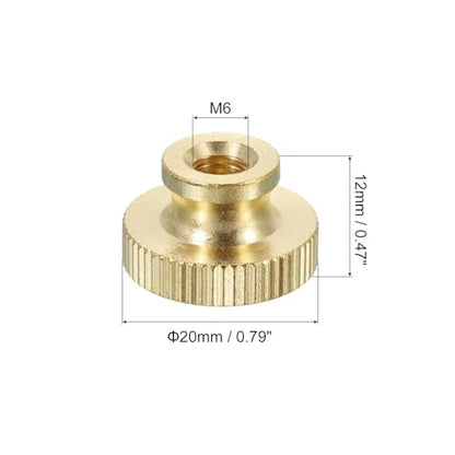 uxcell Knurled Thumb Nuts, 3Pcs M6 x D20mm x H12mm Brass High Head Through Hole with Collar High Head Through Hole Round Knobs Fasteners for 3D Printer Parts, Machine Tools - size: M6 x D20mm x H12mm