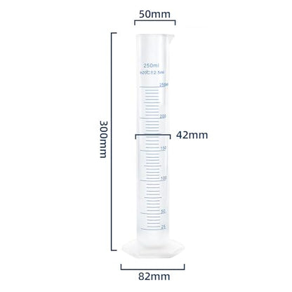 250ml Plastic Measuring Graduated Cylinder, Polypropylene Plastic, 2-Sided Marking, Ideal for Science, School and Home Lab, HUAOU, Pack of 1 - size: 250ml