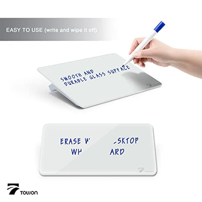Small Glass Desktop Whiteboard Dry-Erase, Mini Pure Glass Whiteboard Stand - color: White