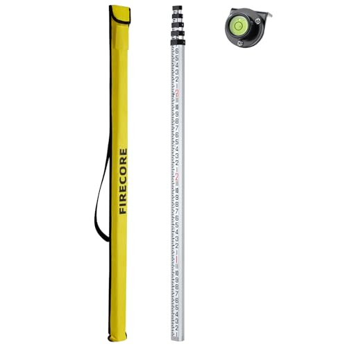 Firecore 16-Foot Aluminum Grade Rod - 10ths, 5 Sections Telescopic with Bubble Level-FLR500B - size: 16FT - 10ths