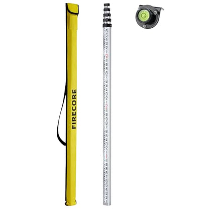 Firecore 16-Foot Aluminum Grade Rod - 10ths, 5 Sections Telescopic with Bubble Level-FLR500B - size: 16FT - 10ths
