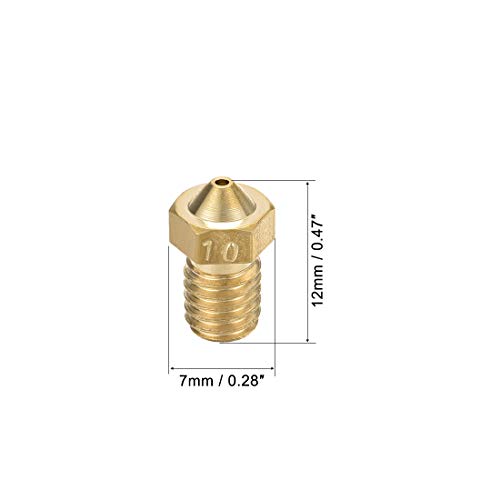 uxcell 10pcs 3D Printer Nozzle,Brass V6 Nozzle 1mm,Extruder Print Head for Filament 1.75mm V5-V6 M6 3D Printer - size: 1mm