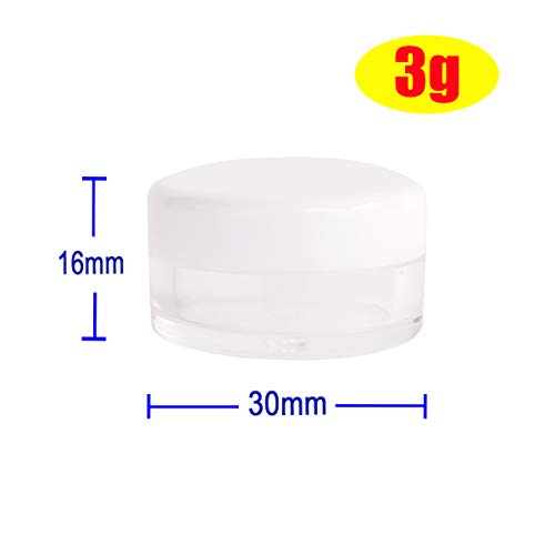 20pcs 3g Empty Plastic Cosmetic Sample Jars for Eye Shadow Nails - color: 20x 3ml White