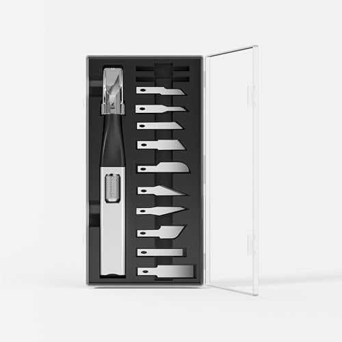 Precision Craft Knife Set, 10 Assorted Blades & Storage, Silver - color: Silver