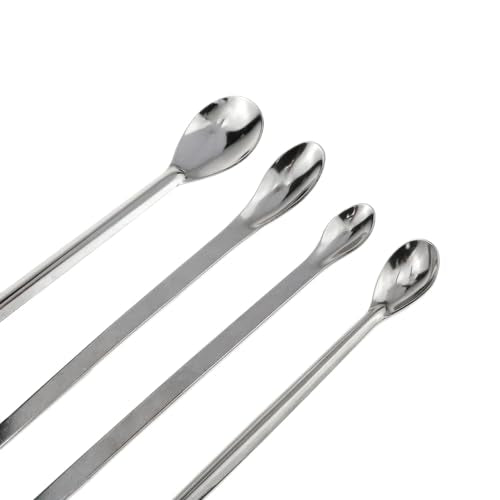 1Set Stainless Steel Micro Sampling Spoons Spatula Combination Reagent Spoons Laboratory Supplies (Pack of 4)