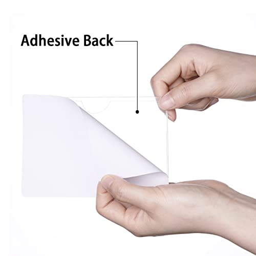Antner 52 Pack Self-Adhesive Index Card Pockets for 3" x 5" Card, Clear Plastic Labels Holders Top Open for Loading Card Holder for Storage Bins, Library and Bins (3.74 x 5.3 Inches) - size: 3" x 5" - 52PCS