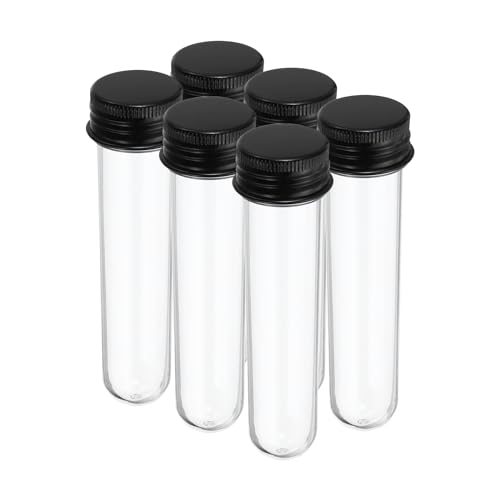 PATIKIL 30ml Plastic Test Tubes with Screw Caps, 6Pcs 109x27mm Tubes for Scientific Party Decoration Candy Bead Storage Bath Salt Lab Use, Black - color: Black, size: 30ml