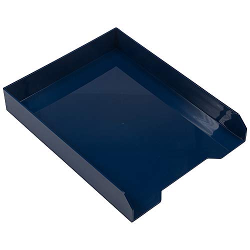 JAM PAPER Stackable Paper Trays - Navy Blue - Desktop Document, Letter, & File Organizer Tray - Sold Individually - color: Navy Blue, size: Pack of One (1) Tray