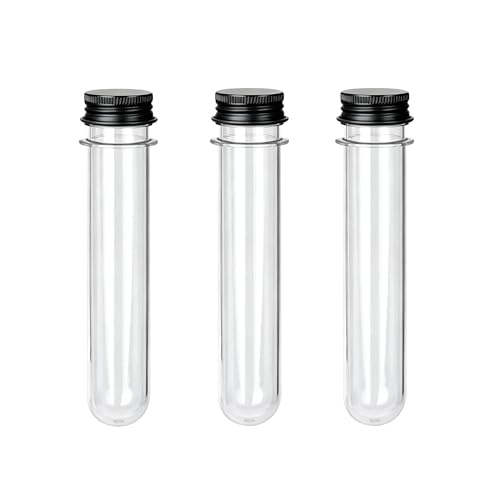 3 Pcs Plastic Test Tubes with Caps, 40ml Clear Test Tube Containers 25 x 140 mm, Reusable Tubes for Candy Storage, Party Favors, Beads, Bath Salts & Lab Experiments (3, Black) - color: Black