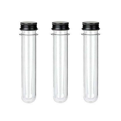3 Pcs Plastic Test Tubes with Caps, 40ml Clear Test Tube Containers 25 x 140 mm, Reusable Tubes for Candy Storage, Party Favors, Beads, Bath Salts & Lab Experiments (3, Black) - color: Black