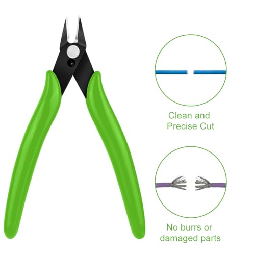 Ainiv Wire Cutters, 1PCS Spring-loaded Side Cutters Flush Diagonal Cutters - color: Green Wire Cutter-1pcs, size: 1pcs