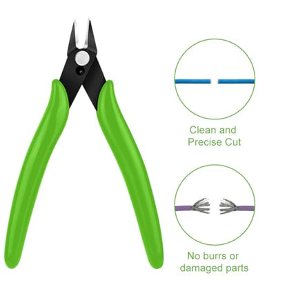 Ainiv Wire Cutters, 1PCS Spring-loaded Side Cutters Flush Diagonal Cutters - color: Green Wire Cutter-1pcs, size: 1pcs