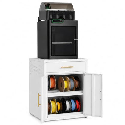 3D Printer Stand Cabinet with Filament Storage,3D Printer Table Sturdy Desk - color: Cabinet White