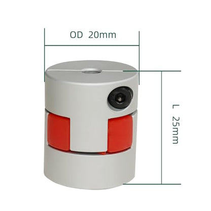 Flexible Shaft Coupling OD 20mm Length 25mm Bore 6.35mm to 08mm, Aluminum Alloy Anodized Coupler for Servo and Stepper Motors - size: 6.35mm-08mm