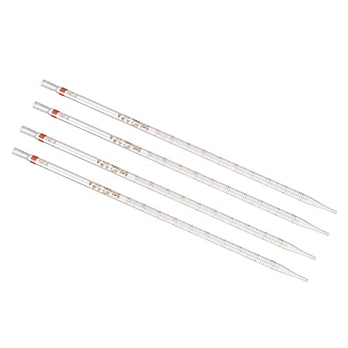 PATIKIL Graduated Dropper Pipettes, 4 Pcs 5ml Reusable Borosilicate Glass Pipette for Transfer Liquid for Laboratory, Chemistry, Clear - size: 5ml