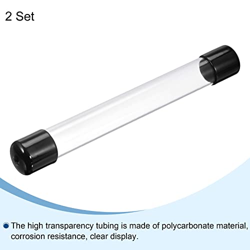 PATIKIL Clear Rigid Tube Round Plastic Tubing 305mm/ 12 ‘’ Length, 33 Set - color: Black,clear, size: 0.83"x1"