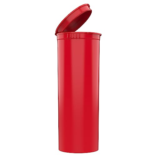 Dragon Chewer 60 Dram CR Plastic Packaging Pop Top Containers - Child Resistant Travel Holder Vial Bottles - 75 qty (Red) - color: Red