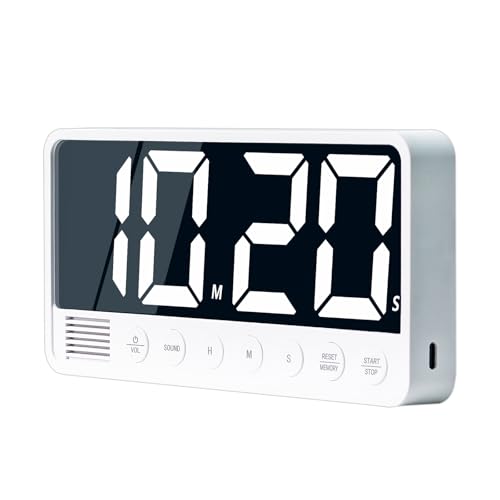 Digital Kitchen Timer with Extra Large Display White - color: White