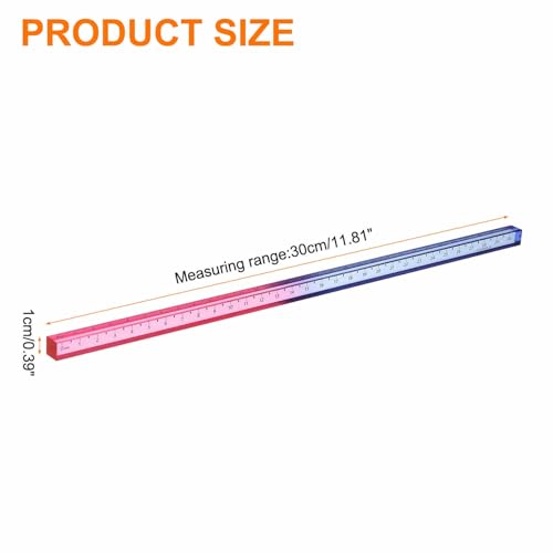 HARFINGTON Acrylic Clear Straight Rulers 30cm Metric,Blue-Pink - color: Blue-Pink, size: 30cm