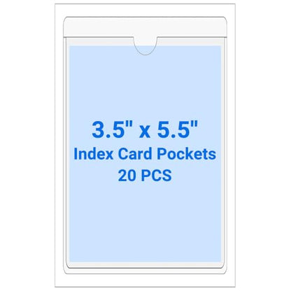 20 PCS Clear Self Adhesive Plastic Label Pockets, Top Loading Business & Library Index Card Holders, Peel and Stick Sleeves for Storage Bins, Totes, Binders and Drawers (3.5 x 5.5 Inch) - size: 3.5" x 5.5", style: Vertical
