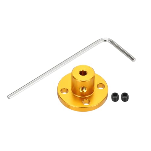 MECCANIXITY 4pcs 3mm Bore Rigid Gold Flange Coupling Connector Aluminum Motor Bearing Shaft Mounting Hub with Wrench for DIY RC Model Motors - color: Gold, size: 3mm