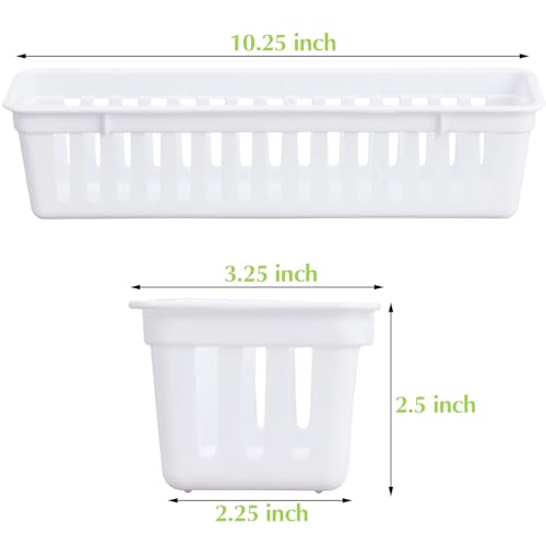 Domensi 12 Pack Slim Plastic Storage Basket Tray Organizer, White - color: White