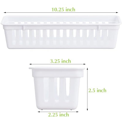 Domensi 12 Pack Slim Plastic Storage Basket Tray Organizer, White - color: White