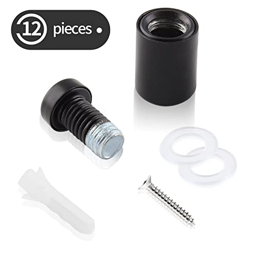 1/2" x 3/4" Sign Standoff Screws, Black Acrylic, 12 Pcs - color: Black, size: 1/2" x 3/4",12 Pcs