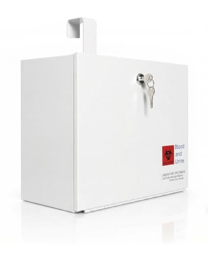 Medical Specimen Box with Lock, Medium 14 x 7.5 x 10.25in, Durable Collection Box, Secure Handling & Storage, White Heavy-Duty Metal Drop Box for Medical Lab, Office - size: Medium