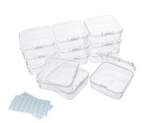 DUOFIRE Bead Organizer 12 Pack Clear Small Plastic Containers 2.1x2.1x0.8in - size: 2.1x2.1x0.8 Inches(12 packs)